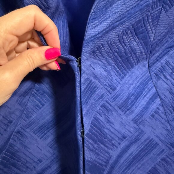 Lafayette 148 New York Royal Blue‎ Brushstrokes Blazer Size 8 - Picture 4 of 9